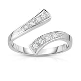 Silver Graduated Bypass Cz Toe Ring